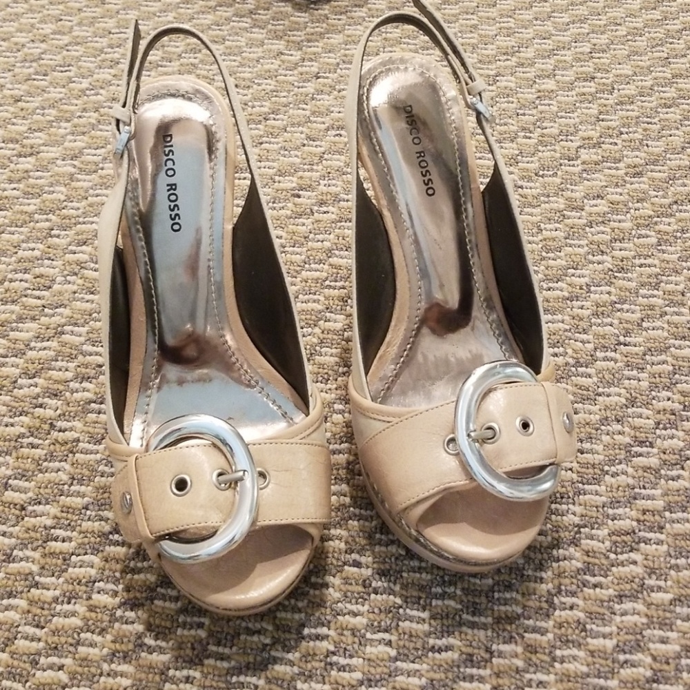 Beautiful Beige Sandal with Silver Buckles